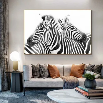 Černé A Bílé Čáry Plátno Umění, Obrazy Na Zeď Abstraktní Zebra Zvířata Zdi Plakáty A Tisky Cuadros Obrázky Domova