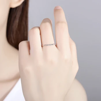 ELESHE Real 925 Sterling Silver Prst Prsteny s Křišťálovými Zirkony Jednoduchý Twist Prsten pro Ženy, Svatební Zásnubní Šperky