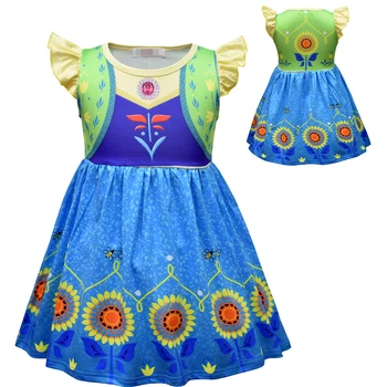 Děti Elsa Šaty Princezna Dívky Anna Oblečení Děti Narozeninové Party Cosplay Kostým Fantasy Vánoční Carnaval Dress Up Oblečení