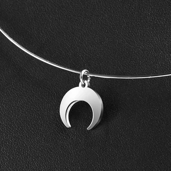 10pcs/lot Skutečné Nerezové Oceli half Moon Drát Náhrdelník Límec Kruh náhrdelník Náhrdelník Ženy Šperky Moon 15.5*15mm