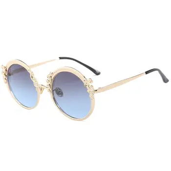 Sluneční brýle pro ženy značky značkové Retro dekorace kolo Steampunk oculos Kovový Rám lunety Vysoké Kvality UV400, Růžová
