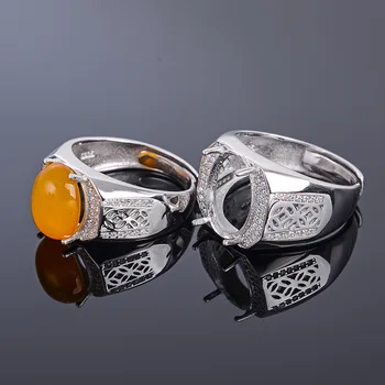 MeiBaPJ 9*11 Skutečný Přírodní Chalcedon Drahokam Muži Prsten nebo Prázdný Ring Podpora Real 925 Sterling Silver Jemné Svatební Šperky