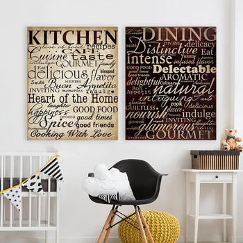 HDARTISAN Zeď Obrázky Pro Obývací Pokoj Dopis Malířské Plátno Umění Kuchyně Slova Domácí Dekor Bez Rámu