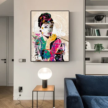 Audrey Hepburn Moderní Abstraktní Malířské Plátno Modulární Plakáty a Tisky Umění Nástěnné Obrázky pro Obývací Pokoj Cuadros Domova