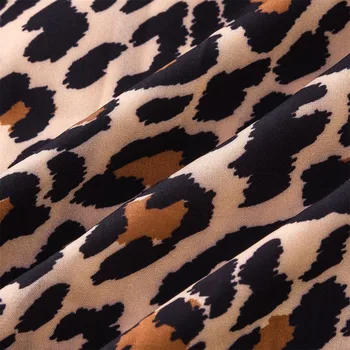 Sexy Ženy Šaty Otevřené Plus Velikost Leopard Splice Tlačítko Tisk Ležérní Móda Dámy Šaty Datum Dovolenou