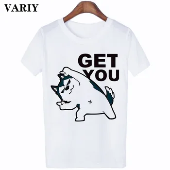 Harajuku Kawaii Cat T Shirt Ženy Módní Bílá Trička Korean Oblečení Tričko pro Volný čas 2020 Letní Streetwear Ženské T-shirt