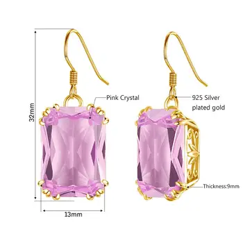 14K Zlato Barva Růžová Crystal Drop Náušnice Ženy Dlouhé Náušnice Jemné Šperky Brincos Pendientes Velkoobchodní Prohlášení Šperky Bijoux