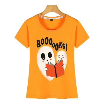 Topy Tričko Ženy, legrační duchové čtení knih boooo stává booooks Základní Černé Bavlněné Tričko Žena