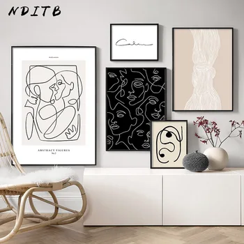 Abstraktní Linie Canvas Černá Bílá Zeď Umění Minimalistické Tisknout Obraz Nordic Plakát Žena Tělo Obraz Moderní Obývací Pokoj Dekor