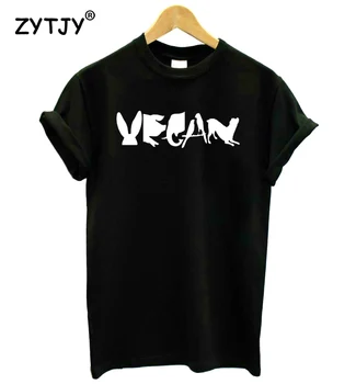 Vegan Píše Se Zvířaty Tisk Ženy tričko Bavlna Casual Vtipné tričko Pro Lady Girl Top Tee Bederní Tumblr Drop Loď Z-1165