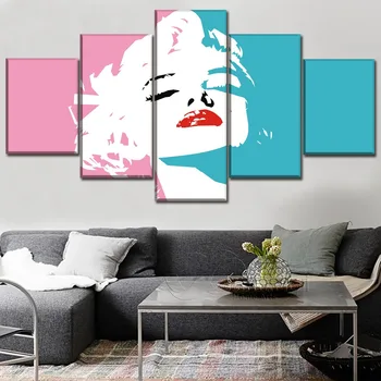 Plátno Domu Sprej Rám Obraz 5 Kusů Marilyn Monroe Moderní Nástěnné Pop-Art Potisky Domova Modulární Pověsit Obrázky Plakát