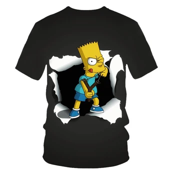 Simpson animace 3D tištěné T-košile pánské dámské dětské s kulatým límcem a krátkými rukávy v létě, legrační