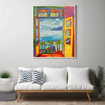 Slavný Malíř Matisse Krajina, Malba, Plakát, Pohled za Oknem Umění Zdi Plakáty a Tisky na Plátno Malování Interiéru Domova