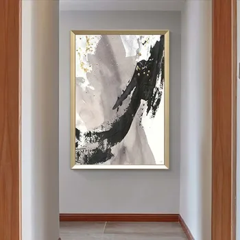 Nordic styl 3 kusy kombinaci Ruční olejomalba abstraktní černé a bílé krajiny zeď home pro obývací pokoj decoartion