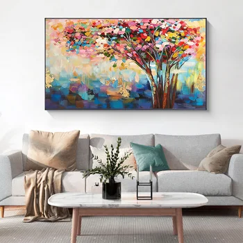 Moderní Malířské Plátno Strom, Květina, Příroda Plakáty a olej Otisky Umění Nástěnné Obrázky Pro Obývací Pokoj Cuadros Domova