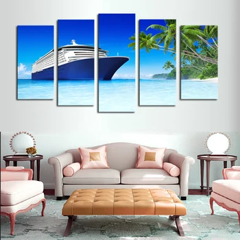Luxry Nezarámované 5 Panelů Luxusní Výletní Loď Seaview Obrázek Vytisknout Obraz Na Plátno Umění Zdi Na Zeď Dekor Home Dekorace Cuadros