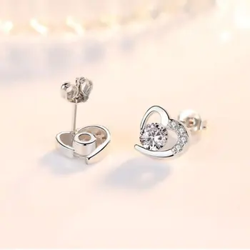 ANENJERY 925 Sterling Silver Oslňující Zirkony Srdce Náušnice Pro Ženy Šperky pendientes oorbellen S-E477