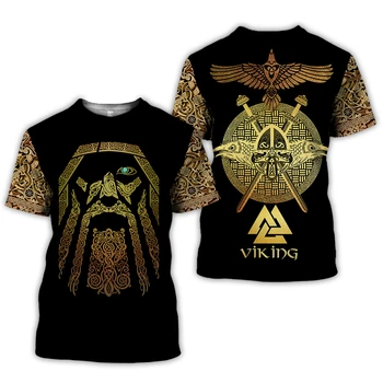Viking symbol-Tetování Raven 3D Tištěné pánské tričko Harajuku Módní Krátký rukáv letní street hip hop Unisex tričko topy 01