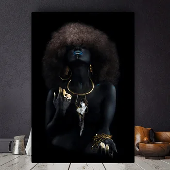 Černé Africké Nahá Žena Canvans Malování Plakáty A Tisky Umění Zdi Obraz Skandinávské Pro Obývací Pokoj Domácí Dekor Cuadros