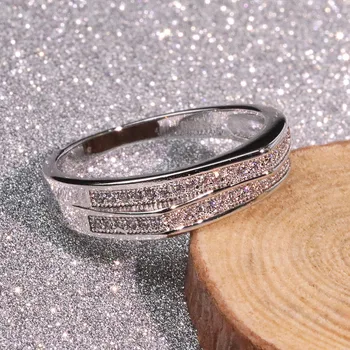 CC Snubní Prsteny Pro Ženy Postříbřené Zirkony Dvojité Vrstvy Svatební Svatební Zásnubní Prsten Módní Šperky CC1580