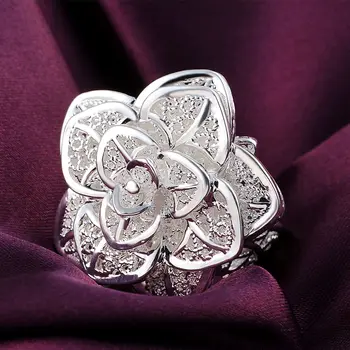 Aimarry 925 Sterling Silver Květiny Prsten Pro Ženy, Strana, Svatební Dar Svatební Módní Šperky