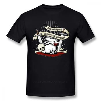 Organická Bavlna Retro Stylové Králičí Caerbannoga Tričko Pro Muže Svatého Grálu Rytíři Monty Python Tričko