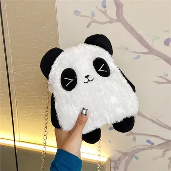 Panda Roztomilý Výraz Plyšové Tašky Dívky Nové Módní Řetězce Messenger Tašky Roztomilý Panda Mobilní Telefon Taška Přes Rameno