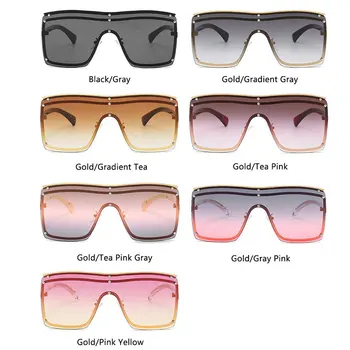 2020 Nové Nadrozměrné Náměstí Mužské sluneční Brýle Módní multicolor Gradient Jeden Objektiv Odstíny Brýle Velké Značkové Bodů UV400