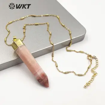 WT-N1207 módního ducha bod rhodochrosite kámen náhrdelník léčení ducha bodu kámen náhrdelník s zlatý Pokovené řetěz