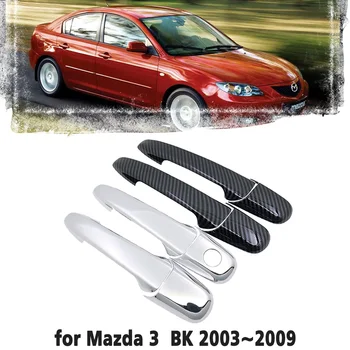 Černé Uhlíkové Vlákno rukojeť Nebo Chrome Dveře Boční Kryt Obložení Sada Pro Mazda 3 BK Sedan, Hatch 1st Gen 2003~2009 Auto Příslušenství