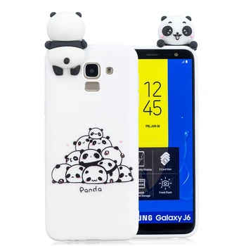 Pro Coque Samsung Galaxy J6 2018 Pouzdro etui Samsung J4 3D Panda, Jednorožec Silikonové Pouzdro na pro Funda Samsung J6 J7 2018 Případě