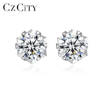 CZCITY 1carat Moissanite-Stud-Náušnice pro Ženy Nevěsta Svatební 925 Sterling Silver Diamond Jemné Šperky Boucle D ' Oreille MSE-001