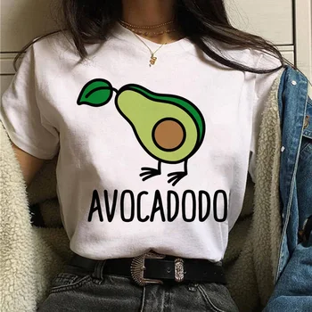 Avokádo Vegan Ženy T-Shirt Módní Kawaii Rostlina Kreslený Topy Ženské Oblečení 90. let Harajuku Grafika O-Neck Dámské Bílé Trička