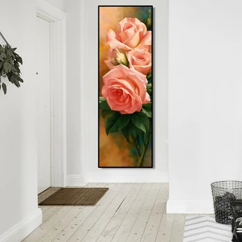 Klasické Květiny, olejomalba na Plátně, Plakáty a Tisky Umění Zdi Obraz Růžové Růže Obrázky pro Obývací Pokoj Domácí Dekoraci