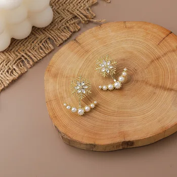 2020 Nový Příchod Módní Geometrické Simulované-pearl Crystal Náušnice Vločka Pro Ženy Elegantní Módní Luxusní Šperky
