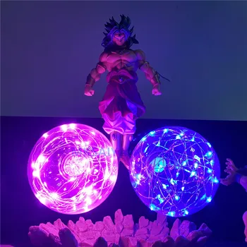 Dragon Ball Z Vegeta Goku VS Broly Akční Anime Postavy, Noc, Světla, 3D Son Goku Figurku Super Saiyan DIY Sada Lampa Hračka Juguetes