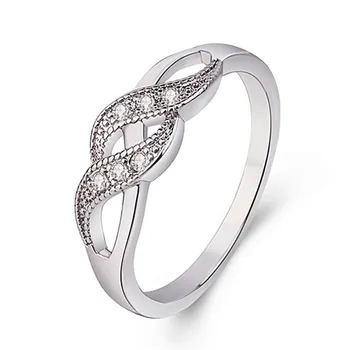 Kvalitní 925 Mincovní Stříbro Prsteny, Dívka, Nevěsta, Svatební Prst Doplňky Módní Rose Gold Zirkon Twist Prsten Ženské Šperky