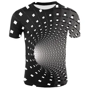 Muži Vortex 3D Tisk Vertigo T-shirt 2020 Super Letní Nadrozměrné Volné Košile Pánské Ležérní O-neck Krátký Rukáv Streetwear Trička