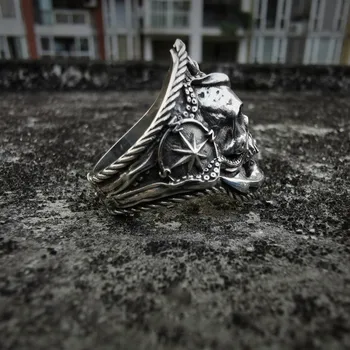 Despotický Pirate Skull Ring Retro Viking Chobotnice Prst Prsten Motocykl Strany Motorkářský Prsten Ženy Muži Módní Šperky, Dárky