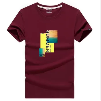 Bavlna Letní Módní Dopis Print T-Košile Muži ' s Street Ležérní Značky Hip-Hop Krátký Rukáv Topy Trička Mužské Plus Velikosti 5XL