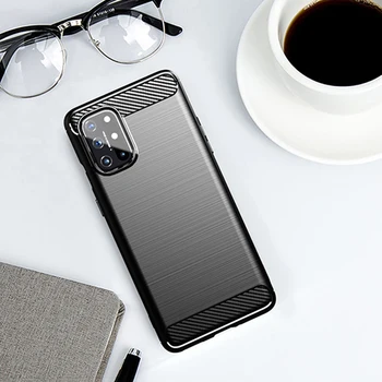 Pro OnePlus 8T Případě Měkké Silikonové Leštěný Carbon Fiber Kryt Pro OnePlus8T Jedna Plus 8T Robustní TPU Brnění Telefon Případech