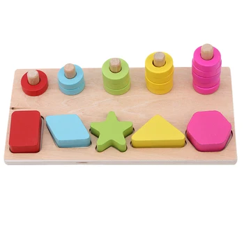 Barevné Dřevěné Tvar/Digitální Logaritmické Deska Spárován Kognitivní Aritmetický Montessori Bloky V Raném Dětství Vzdělávací Hračky