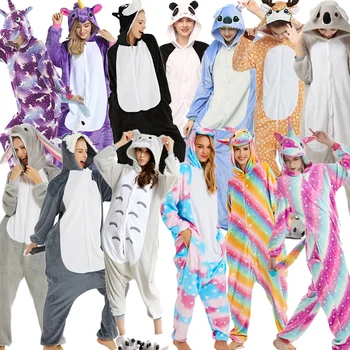 Nový Jednorožec Dupačky Unisex Steh Zvířat Kigurumi Dámské Pyžamo Dospělí Zimní Teplé oblečení na Spaní Anime Kostýmy Kreslený Kombinéza