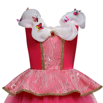 AEMUAKIDS Fantazie Sleeping Beauty Princess Aurora Šaty Butterfly Tisk Krajkové Šaty, Party Kostým, Halloweenský Kostým Pro Děti