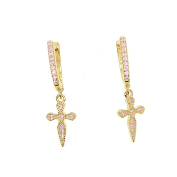 2020 vysoce kvalitní 925 sterling Vintage Boho Crystal Cross Drop Náušnice pro Ženy módní třech barvách Dlouhé Náušnice Šperky