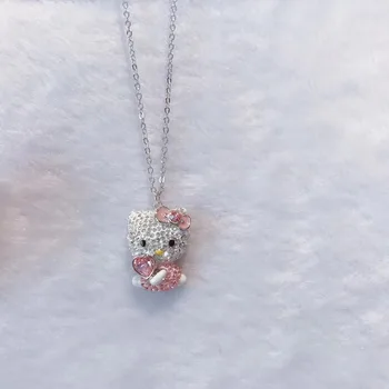 Módní šperky vysoká kvalita swa, okouzlující a krásné Roztomilé kočka Kočka růžová přívěsek žen náhrdelník módní náhrdelník srdce