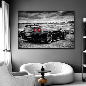Závodní Sportovní Auto Plátno Plakát Nissan GTR, Superauto, Nástěnné Malby Moderních Automobilů Umění Obrázky pro Obývací Pokoj Domácí Dekor Bez Rámu
