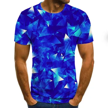 3D T-shirt pánské nepravidelný vzor vytisknout krátký rukáv příležitostné letní kolo krk T-shirt, zábavný tvar vzor street oblečení
