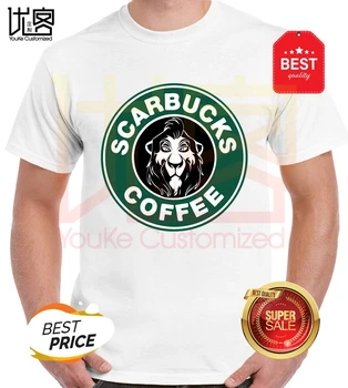 Scarbucks Káva-Lví Král T-Shirt Lion King T-Shirt pánské, dámské bavlna krátký rukáv topy tee tištěné Crewneck t-shirt