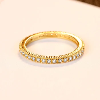 Pravé Stříbro Prsteny, 925 Sterling Silver Ženy Klasické Kulaté AAA Kubické Zirkony Zásnubní Snubní Prsten pro Dívky